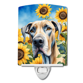 Great Dane 6091 In Sunflowers Ceramic Night Light