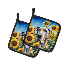 Great Dane 6092 In Sunflowers Pair of Potholders