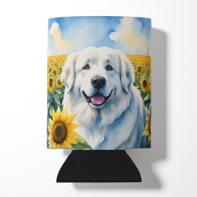 Great Pyrenees 6093 In Sunflowers Can or Bottle Hugger