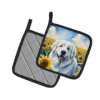 Great Pyrenees 6093 In Sunflowers Pair of Potholders