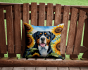 Greater Swiss Mountain Dog 6094 In Sunflowers Throw Pillow
