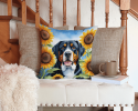 Greater Swiss Mountain Dog 6094 In Sunflowers Throw Pillow