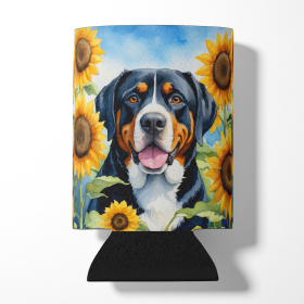 Greater Swiss Mountain Dog 6094 In Sunflowers Can or Bottle Hugger