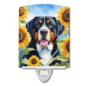 Great Pyrenees 6093 In Sunflowers Ceramic Night Light