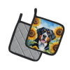 Greater Swiss Mountain Dog 6094 In Sunflowers Pair of Potholders