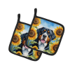 Greater Swiss Mountain Dog 6094 In Sunflowers Pair of Potholders