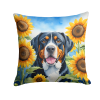 Greater Swiss Mountain Dog 6094 In Sunflowers Throw Pillow