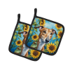 Greyhound 6095 In Sunflowers Pair of Potholders