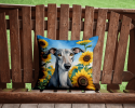 Greyhound 6096 In Sunflowers Throw Pillow