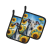 Greyhound 6096 In Sunflowers Pair of Potholders