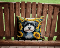 Havanese 6097 In Sunflowers Throw Pillow