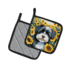 Havanese 6097 In Sunflowers Pair of Potholders