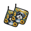 Havanese 6097 In Sunflowers Pair of Potholders