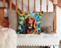 Irish Setter 6098 In Sunflowers Throw Pillow