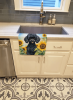 Poodle - Black 1 - in Sunflowers Kitchen Towel