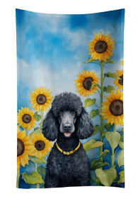Poodle - Black 2 - in Sunflowers Kitchen Towel