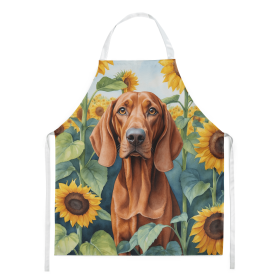 Redbone Coonhound in Sunflowers Apron