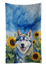 Siberian Husky 1 in Sunflowers Kitchen Towel