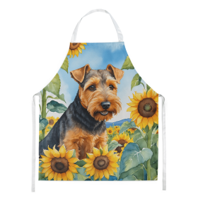 Welsh Terrier in Sunflowers Apron