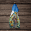 Wirehaired Pointing Griffon in Sunflowers Kitchen Towel