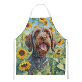 Wirehaired Pointing Griffon in Sunflowers Apron
