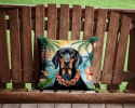 Black and Tan Coonhound 6374 Luau Throw Pillow
