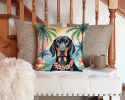 Black and Tan Coonhound 6374 Luau Throw Pillow