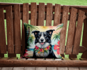 Border Collie 6377 Luau Throw Pillow
