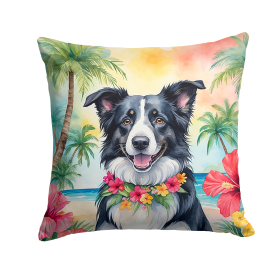 Border Collie 6377 Luau Throw Pillow