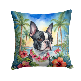 Boston Terrier 6382 Luau Throw Pillow