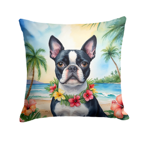 Boston Terrier 6383 Luau Throw Pillow