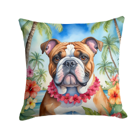 English Bulldog 6426 Luau Throw Pillow