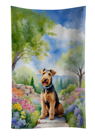 Airedale Terrier Spring Path Garden Kitchen Towel