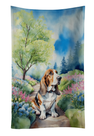 Basset Hound Spring Path Garden Kitchen Towel