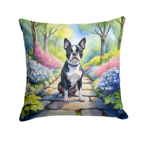 Boston Terrier 6577 Spring Path Throw Pillow