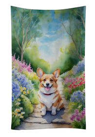 Corgi 1 Spring Path Garden Kitchen Towel