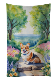 Corgi 3 Spring Path Garden Kitchen Towel