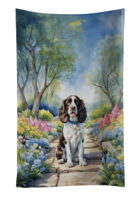 English Springer Spaniel Spring Path Garden Kitchen Towel