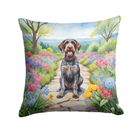 German Wirehaired Pointer 6634 Spring Path Throw Pillow