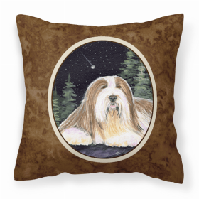 Bearded Collie Brown Portrait/Landscape Decorative Pillow