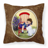 Bichon Frise with Little Girl Portrait/Landscape Decorative Pillow