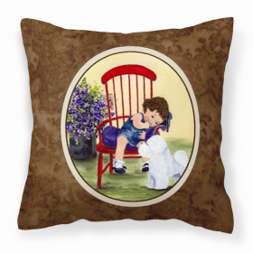Bichon Frise Brown Portrait/Landscape Decorative Pillow