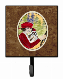 Shih Tzu 1 with Lady Driving Artwork Leash or Key Holder