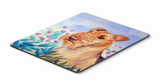 Airedale in flowers Art Hot Pad or Trivet