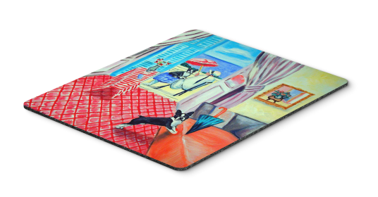 Boston Terrier and Lady Artwork Mouse Pad