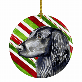 Flat Coated Retriever Christmas Candy Ceramic Ornament
