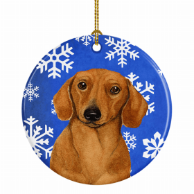 Dachshund Winter Snowflakes Ornament