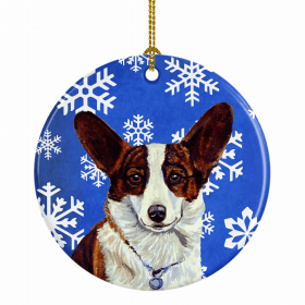 Corgi Winter Snowflakes Ornament