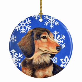 Dachshund #3 Winter Snowflakes Ornament