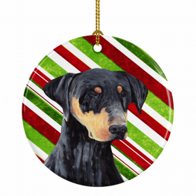 Doberman Christmas Candy Ceramic Ornament